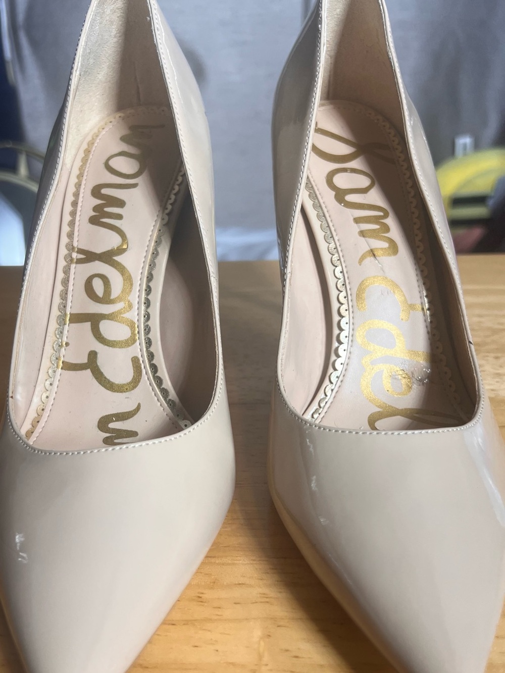 Sam Edelman Hazel/Nude/ Beige Patent Pointed-Toe Pumps Sz.9